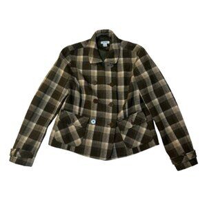 Vintage look Retro Wool Blend Green Plaid Jacket #1424